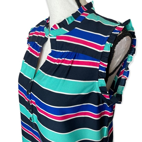 Calvin Klein Cap Multi Color Striped  Button Henley Top
Medium - Picture 7 of 12